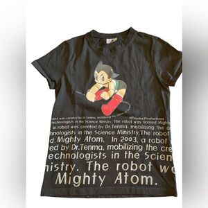 Vintage Tezuka Osamu Mighty Atom (Astro Boy) Graphic Tee Kids M Black 1st anime
